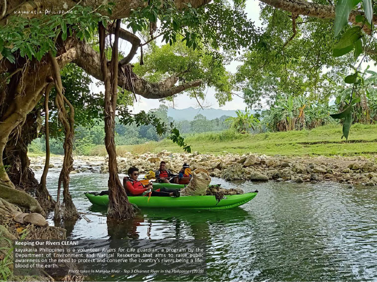 cleaning trash by kayak